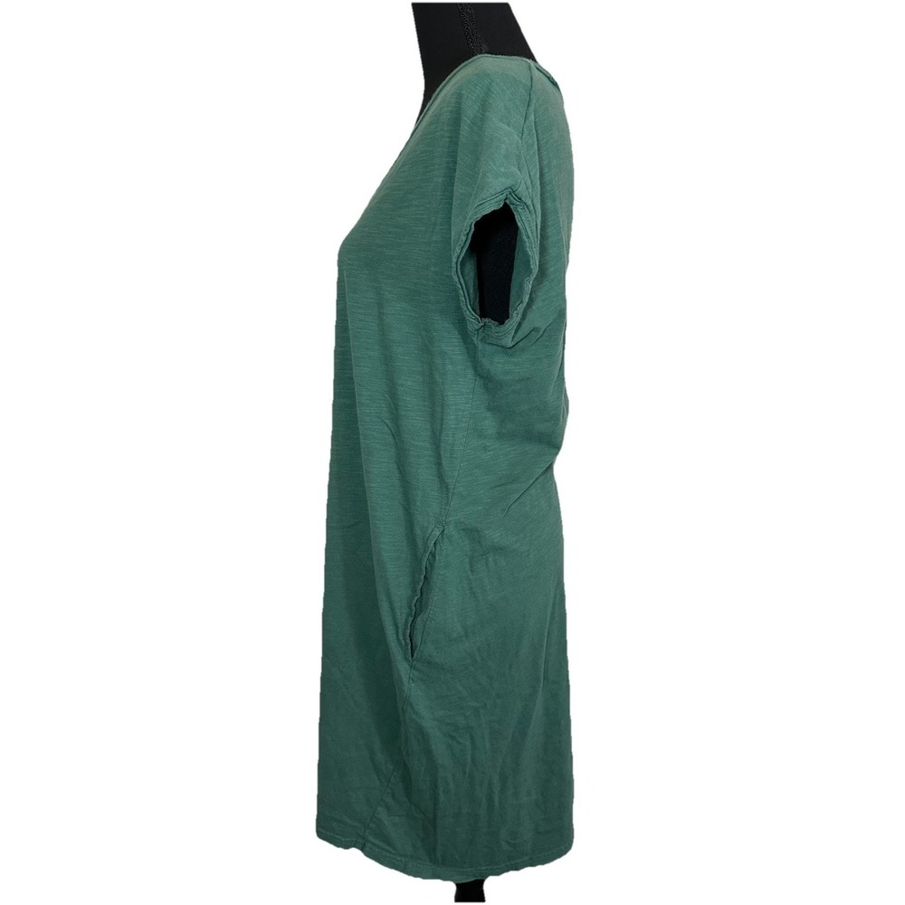 PACT Women's MEDIUM Green Organic Cotton Short Sleeve T-Shirt Dress Minimalist - Picture 4 of 10